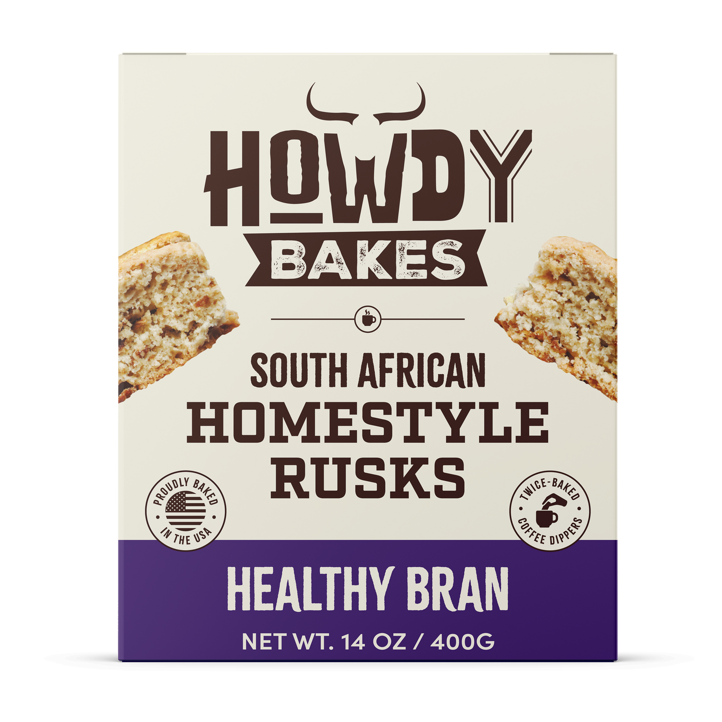 Howdy Bakes Rusks - Healthy Bran 14oz / 400G