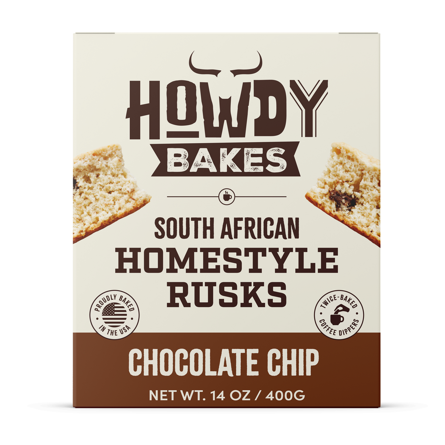 Howdy Bakes Rusks - Choc Chip 14oz / 400G