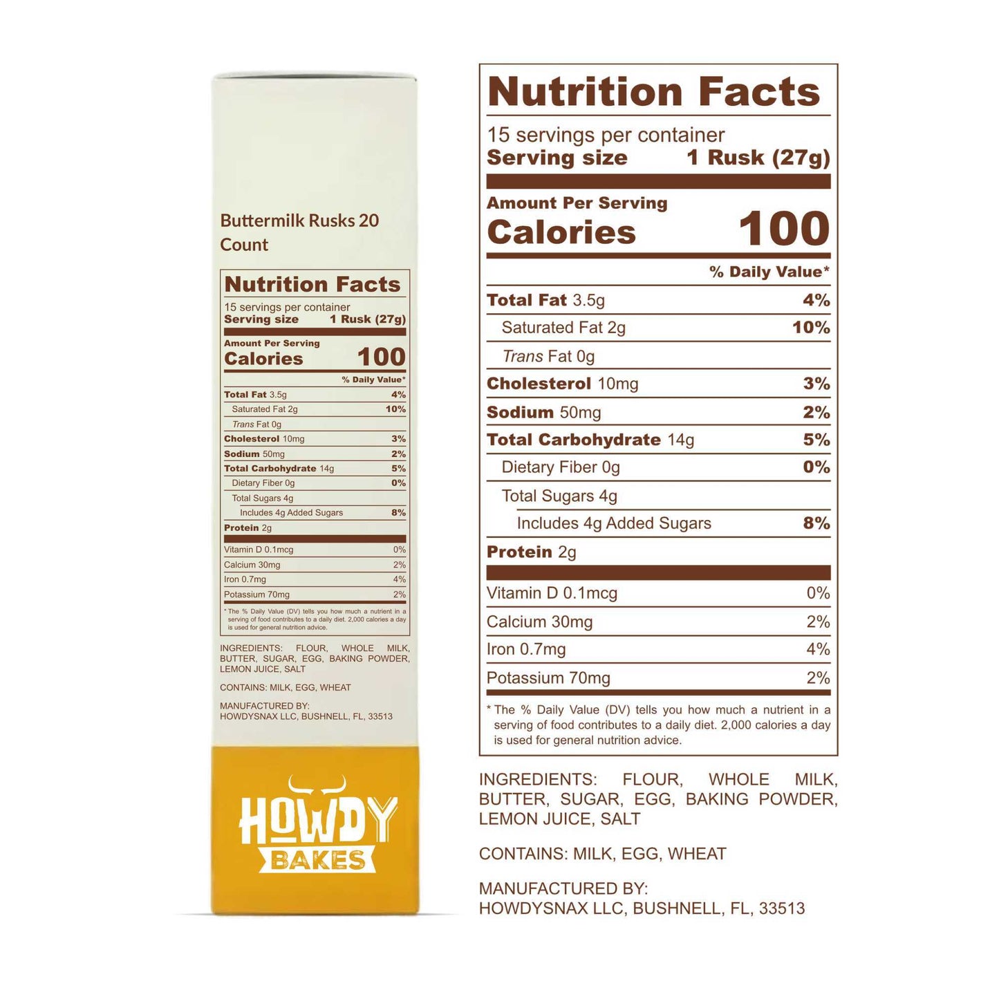 Howdy Bakes Rusks - Buttermilk 14oz / 400G